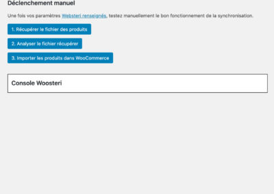 Back-Office extension Woosteri - déclenchement manuel de la synchronisation