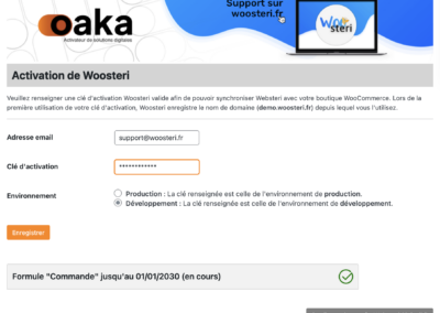 Capture d'écran du connecteur WooSteri